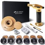 MIXOLOGIC Whiskey Smoker Kit with Torch, 6 Wood Chips, Ice Stones & Accessories, Old Fashioned Whisky Set, Cocktail Smoker for Drinks, Bourbon Infuser, Men Gift, Husband, Dad (No Butane)