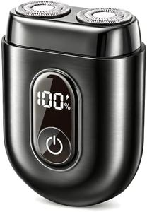 Mini Electric Razor for Men, Dual Rotary Travel Shaver with Metallic Finish