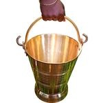 HOKOYA Brass Bucket for Puja 5 Litre Water Capacity | Available in 3 Sizes | Pital Bucket for Puja or Storing Water Or Serving Food Capacity: 5 litres