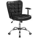 Yaheetech Faux Leather Office Chair Height Adjustable Task Chair Computer Desk Chair Modern Makeup Chair for Office,Study,Vanity,Black