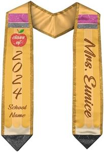 Custom Graduation Stole Class of 2024, Teacher Graduation Stole, Teacher Stole, Pencil Stole Graduation for Teachers 1