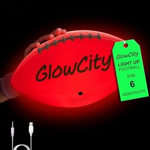 GlowCity Light Up Rechargeable Football - Size 6 Glow in The Dark LED Ball for Teen Boys & Adults - Cool Sports Gift for Night Outdoor Games - Birthday Gifts Ideas for Teen Boys Ages 12 13 14 15 16 17