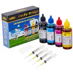 400ml Lucky Bridge Refill Ink Kit 4x100ml for HP 950 951 60 61 952 902 901 61 60 62 63 21 22 920 940 934 564 932 933 711 970 971 92 94 95 96 97 Cartridge or CIS CISS System 4 Color Set (1BK MCY)-US
