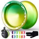 YOSTAR V10 Yoyo Pro Unresponsive Yoyo for Kids/Adults, Professional Finger Spin Tricks Yo yo for Beginner with 12 Yo-yo Strings + Yo Yo Case Bag + Yoyo Glove (Green Yellow Gradient)