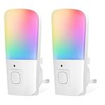 LOHAS 2 Pack Night Light Kids, Night Light Plug in Wall, Dusk to Dawn Sensor, RGB Color Changing Night Lamp&Warm White 3000K, Baby Night Light for Kids, Stairs, Bedroom, Hallway