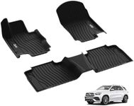 3W Floor Mats Compatible for Benz GLE 2020-2025 350/43 AMG/ 450/53 AMG/ 580/63 AMG S(Not Fit for Coupe),TPE All Weather Custom Fit Floor Liner for Benz GLE,1st & 2nd Row Full Set Car Mats, Black