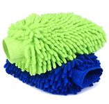 agnirame 2 Pack Large Size Navy Blue Car Wash Mitt, Premium Chenille Microfiber Lint Wash Glove, Scratch-Free Chenille Car Cleaning Mitt (blue-yellow)
