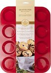 Mrs. Anderson's Baking Silicone 12-Cup Muffin Pan Baking Mold, BPA Free, Non-Stick European-Grade Silicone, 13.5 x 10 x 1.25-Inches