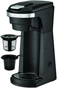 OVENTE Single Serve Coffee Maker with One-Touch Control and Reusable Filter, Instant Brewing Machine for Ground Coffee or Capsule, 14 Oz One Cup Coffee Brewer Ideal for Home or Office, Black CMK42B