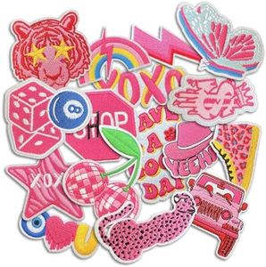 Groovy Patch, Fashion Iron On Patches, Cute DIY Sewing Decor Patches for Backpacks, Embroidery Applique Aesthetic Stuff for Clothing, Jackets, Jeans (Groovy3 16 Pcs)