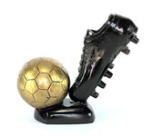 ESPLANADE Beautiful Brass Decorative Soccer Ball and Shoe Showpiece | Home Decor | Brass Sculpture | World Cup Golden Boot Trophy Look-Alike | European Golden Shoe Look-Alike