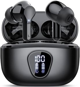 Ecouteurs Bluetooth sans Fil, Écouteurs Bluetooth 5.4 Oreillette Bluetooth Basses Immersives avec 4 ENC Mic, Casque Bluetooth sans Fil 46H avec Écran LED, Étanche IP7 Contrôle Tactile, Noir (2025)