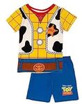 Disney Toy Story Boys Pyjama Set | Kids Woody Cowboy Short-Sleeve T-Shirt and Blue Shorts PJs Bundle | Sheriff Costume Nightwear for Children | Short Leg & Short Sleeve Loungewear Pajama Gift