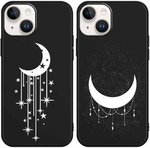 Foonary 2 Pezzi Cover per Apple iPhone 14/iPhone 13 6,1", Custodia Aesthetic Luna 01 Design Cellulare, Ultra Sottile Morbido Silicone Antiurto AntiGraffio Protezione Phone Case, Luna 01