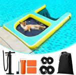 Duckygoo 2 in 1 Dog Pool Float & Water Ramp, Inflatable Dog Boat Ramp,63" Lx47 W Floating Dock for Small to Medium Dogs,Non-Slip(EVA) for Safety, High Stability,Dog Ladder for Boat,Lake