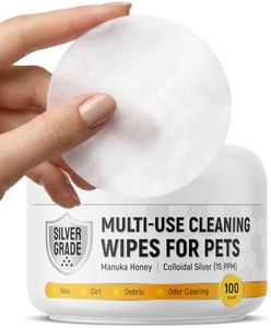 Multi-Use Wipes for Cats & Dogs – Deodorizing Pet Wipes for Paws, Ears, Fur, Skin & Wrinkles – Manuka Honey & Colloidal Silver Cleanses Dirt & Dander Buildup – 100 Count
