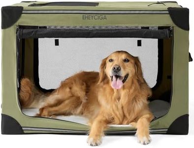 EHEYCIGA Collapsible Soft Dog Crate 36 Inches, Portable Travel Dog Crate for Large Dogs, Dog Kennel Indoor & Outside, Foldable Dog Crate with 4-Door Mesh Windows, Green
