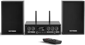 Home Audio Receivers & Amplifiers with HiFi Speakers & 2 UHF Mics, Bluetooth Power Amplifier, Stereo System for Home, Karaoke Machine for Adults, USB/TF/SD/AUX/FM, for Meeting, Party
