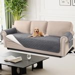 H.Versailtex Sofa Cover 4 Seater 100% Waterproof Sofa Slipcovers for Living Room, Non Slip Sofa Covers with Side Pocket, Washable Sofa Protectors from Pets/Kids/Dogs (4 Seater, Grey)