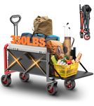 Folding Camping Trolley 350LBS, Festival Trolley on Wheels, 200L Folding Wagon, Portable Camping Cart, Lightweight Outdoor Utility Foldable Wagon Cart for Beach Outdoor Garden Picnic Shopping Fishing