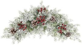 U'Artlines Christmas Swag for Front Door, 27.5" Artificial Decorative Swag with Pine Cone, Berries for Indoor Outdoor Window Wall Fireplace Mantle Home Holiday Xmas Decor Swag