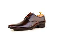 CLIFF FJORD Men's Faux Leather Lace Up Formal Derby Office Shoes | Hand Painted Patina Finish (Tan, Numeric_8)