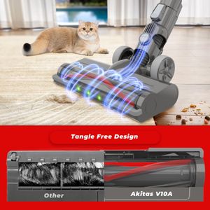 Akitas V10A Cordless Vacuum Cleaner – 450W, 45kPa, 60min Runtime, LED Brush