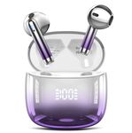 Kicoeon Wireless Earbuds, 2024 Bluetooth 5.3 Headphones HiFi Stereo, Bluetooth Earbuds with 4 ENC Mic, 48H Wireless Headphones Dual LED Display, Touch Control, Ear Buds IPX7 Waterproof, Purple