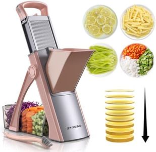 ZTQCSQ 2025 [All in 1] Upgraded Version Safe Mandoline Slicer for Kitchen, Adjustable Thickness. Veggie Slicer, Rapid Prep Mandoline, Detachable Blade, with Cleaning Brush/Paring Knife (GrayPink)