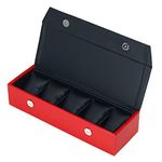 Hard Craft Watch Organizer Holder Jewelry Accessories Display Storage Case Watch Organiser Collection Box 5 Slots In PU Leather For Men Women Black Red