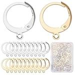 SUNNYCLUE 1 Box 80Pcs 40 Pairs Leverback Earring Hooks Real 18K Gold Plated Stainless Steel Round Lever Back Huggie Hoop French Ear Wire Leverbacks Hook for Jewellery Making Leverback Earring Findings