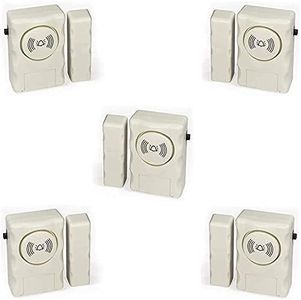 Jenix Wireless Door Window Open Alert Alarm Home Security System Loud Siren (Cream), Anti Theft System with Magnetic Sensor - Set of 5