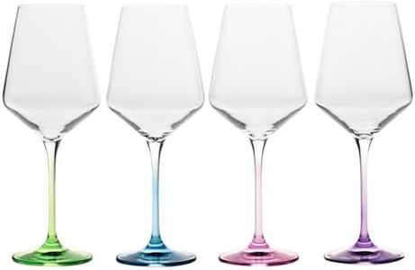 Krosno White Wine Glasses 4, Set of 4 Color Stemmed Glasses, Wedding Gift, Party Crystal Glass, Lead-Free, Durable, Scratch Resistant, Gift Idea, Made in Europe