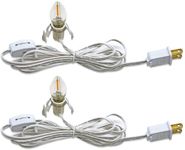 KGC C7 Accessory Cord with 2 C7 Led Light Bulb Candelabra-Base E12 Socket,UL Listed White Cord with On/Off Switch Plugs for Holiday Decorations, Christmas Village House, Pumpkin Lights