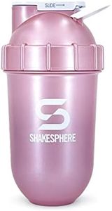 ShakeSphere Protein Shaker Bottle, 24oz Capsule Shape Mixing Easy Clean Up No Blending Ball or Whisk Needed BPA Free Mix & Drink Shakes, Smoothies, More (Rose Gold -White Logo)