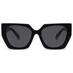 SOJOS Retro Square Cateye Polarized Sunglasses Womens Trendy Oversized Designer Shades SJ2205, All Black