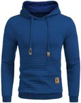 COOFANDY Mens Hooded Sweatshirt Casual Long Sleeve Drawstring Waffle Knit Pullover Hoodies Dark Blue