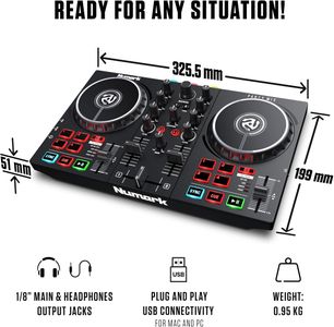 Numark Party Mix DJ Controller – Compact USB DJ Mixer with Lights
