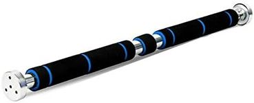 Door-Frame Pull-Up Bar Home Exercise Workout Training Gym Bar Chin Up Adjustable Fitness Heavy-Duty Metal and Foam Chin-Up Pole 60-100cm Black-Blue - Vivo Technologies