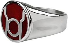 Body Vibe Red Lantern Symbol Stainless Steel Ring (Size 10) Green,Red, Non-Precious Metal, No Gemstone