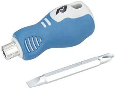 Ferrestock FSKDES013 destornillador corto de cromo vanadio con doble punta, Philips (PH2) y Plano (SL6), HRC 56-60, mango ergonómico, 2 en 1
