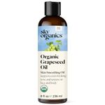 Sky Organics Organic Grapeseed Oil, Skin Smoothing Oil To Support Healthy and Even-Looking Skin Tone and Texture on Face and Body, Suitable for All Skin Types, 100% Pure & Cold-Pressed, 8 fl. Oz