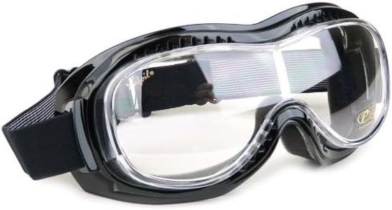 Halcyon Nannini Rider Italian Motorcycle Goggles with Black Leather and Chrome Metal Frames (Clear Lenses)