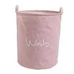 HOKIPO® Folding Laundry Basket for Clothes, Round Collapsible Storage Basket - Large 46 Ltr, Pink (AR688)