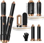 6 in 1 Blow Dryer Brush, Curling Wand Hair Air Styling Tools Set, Ionic Hair Dryer with Massage Hot Air Brush,Round Hair Dryer Brush, Thermal Brush,Hair Straightener,Left&Right Rotating Curling Wand