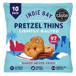 Indie Bay Snacks - Pretzel Thins Lightly Salted (10 x 24g) - Healthy Crisps - Vegan Crisps - Low Calorie Snacks - Plant-based Protein - No added sugar