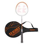 Konex Lightweight Aluminium Composite Badminton Racquet with Free 3/4 Cover | for Beginner and Intermediate Players (Pack of 1, Orange)