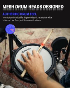 Donner DED-200X Electronic Drum Set – Mesh Pads, 8-Piece Kit