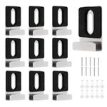 BEANPRECOY 10 Pcs Metal Mirror Holder Kit, Mirror Mount Clips with Screws Rubber Pads, Mirror Hanger, Heavy Duty Mirror Hooks, for Frameless Mirror, Billboard Displays, Tile Display (Silver)