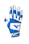 Mizuno B-303 Adult Baseball Batting Glove, White-Royal, Medium